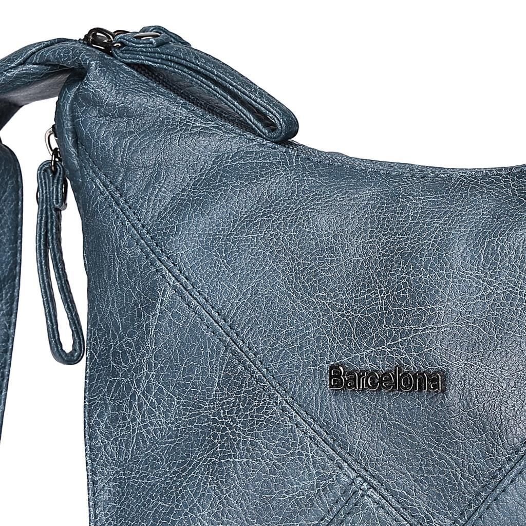 Yıkama Deri Askılı Postacı Kadın Çantası 21-K Barcelona 1896 50 Buz Mavisi