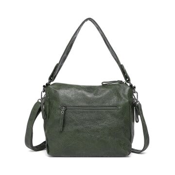 Yıkama Deri Omuz Askılı Kadın Çantası 21-K Barcelona 1899 K.Yeşil