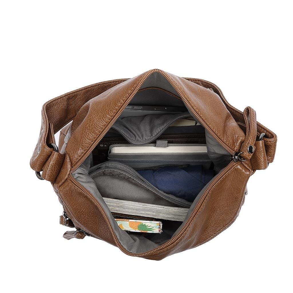 Yıkama Deri Omuz Askılı Kadın Çantası 21-K Barcelona 1899 K.Yeşil