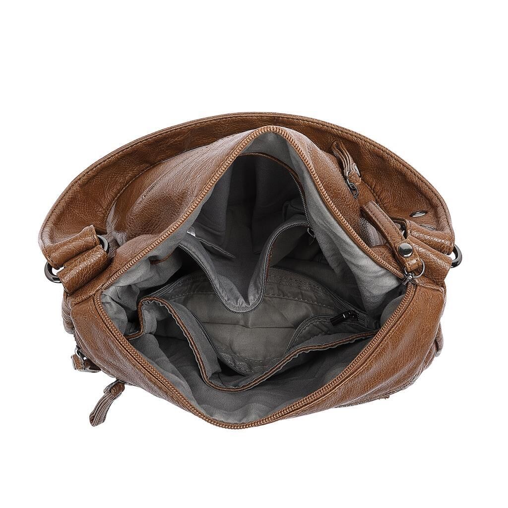 Yıkama Deri Omuz Askılı Kadın Çantası 21-K Barcelona 1899 K.Yeşil