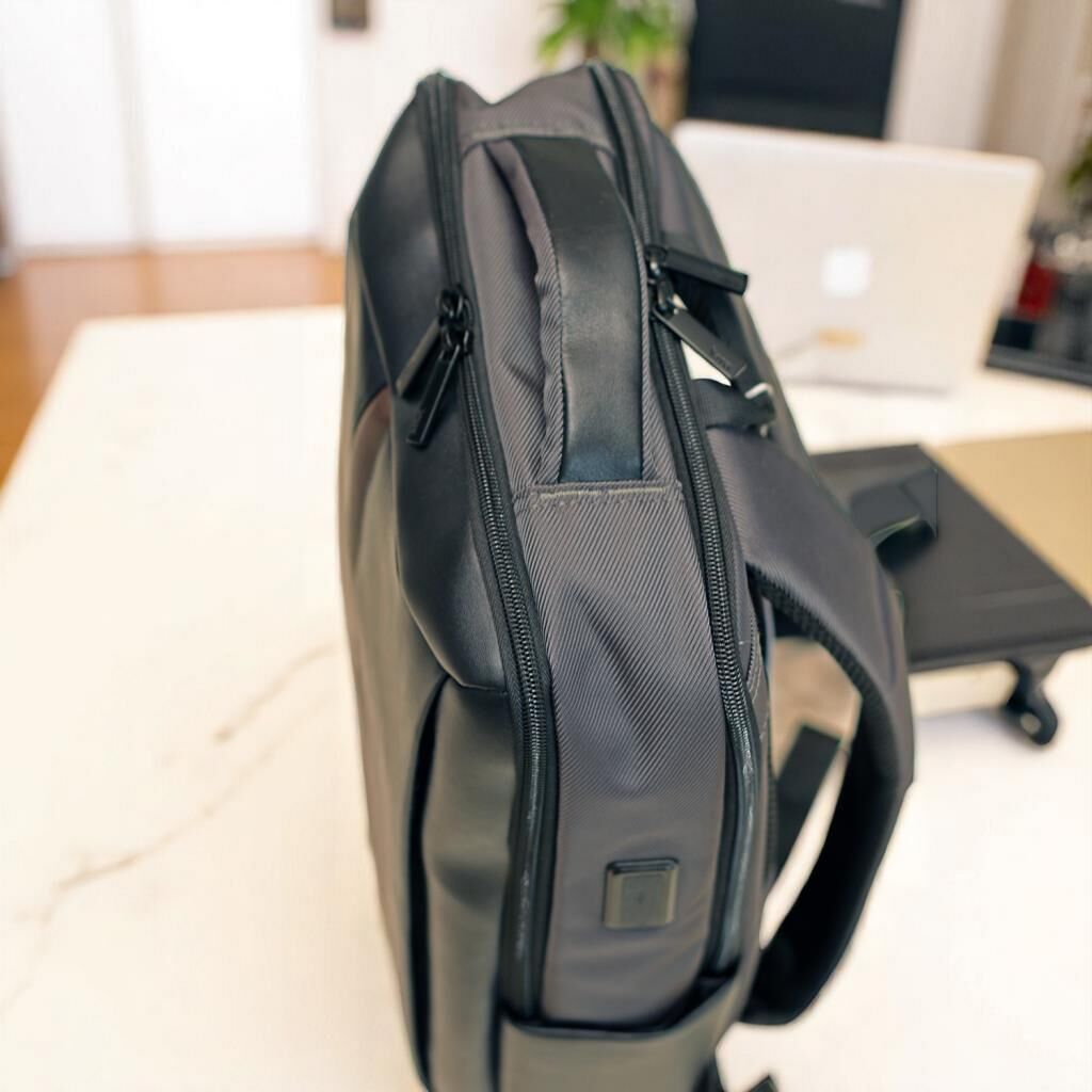 Baggaj Laptop Gözlü Deri Görünümlü İnce Sırt Çantası