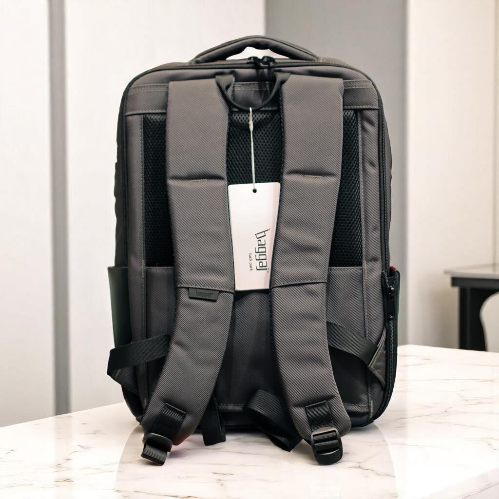 Laptop Gözlü Deri Görünümlü İnce Tasarımlı Sırt Çantası Baggaj S24115 Gri