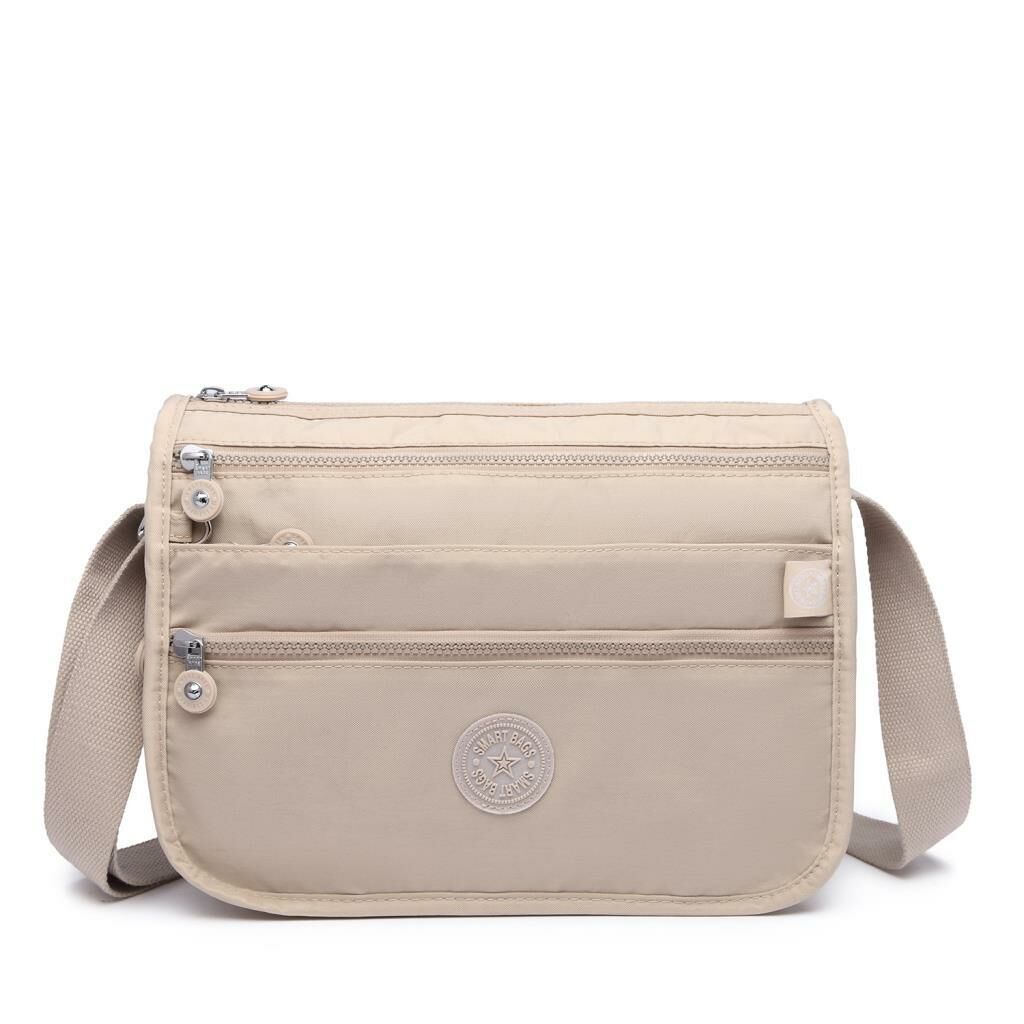 1128 Krinkıl Kumaş Bayan Postacı Omuz Çantası Smart Bags Bej