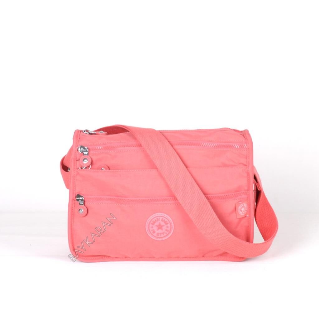 1128 Krinkıl Kumaş Bayan Postacı Omuz Çantası Smart Bags Somon