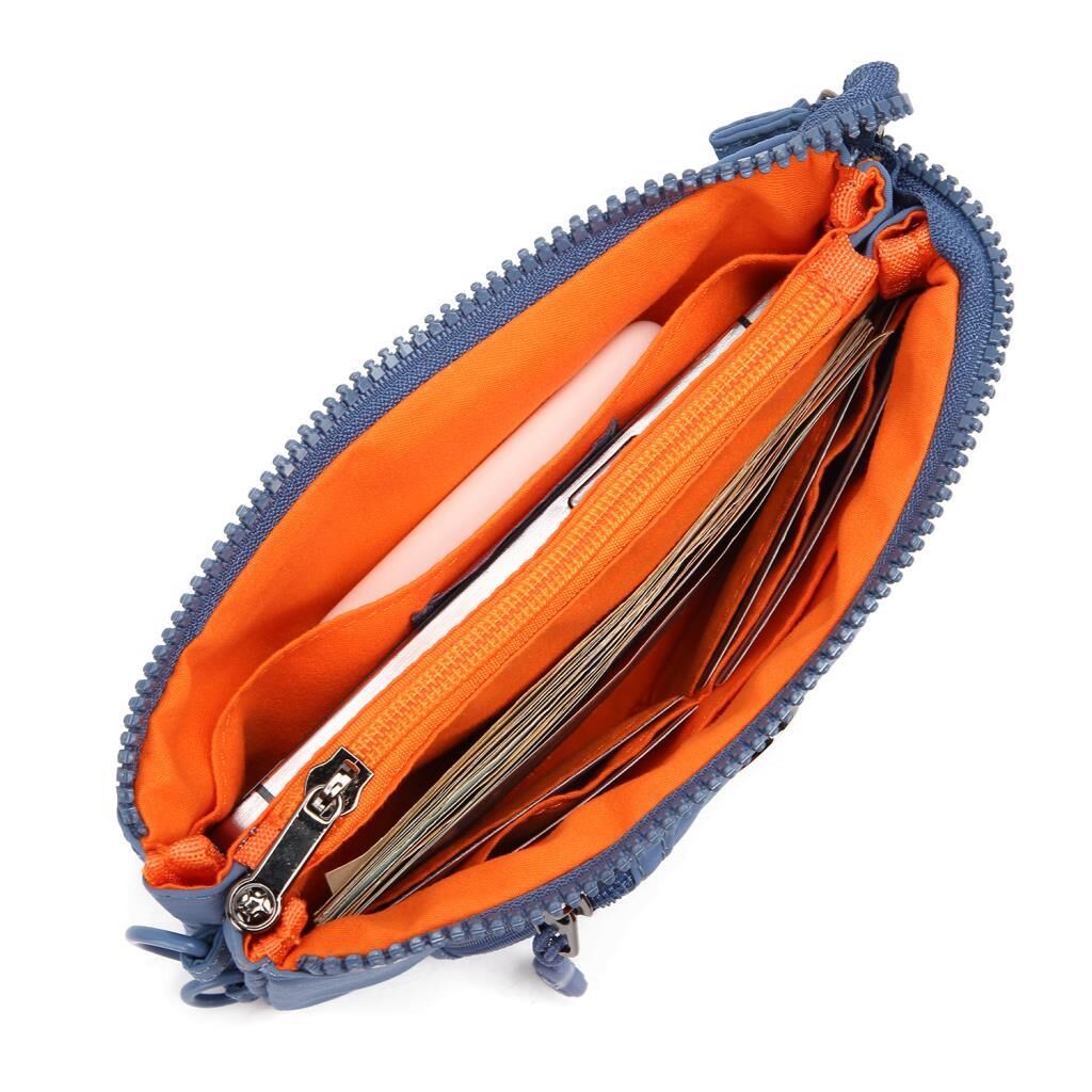 Smart Bags Mikro Poly Kumaş Uzun Askılı Kadın Cüzdanı 3343 Mavi