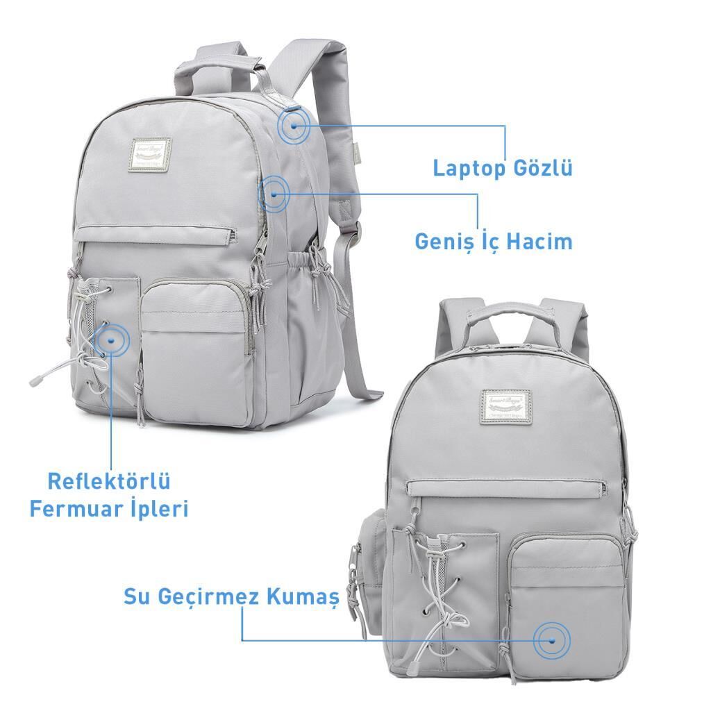 Smart Bags Sırt Çantası Okul Boyu Laptop Gözlü 3205 Hardal