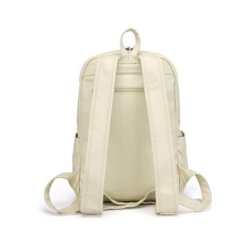 Yıkama Deri Büyük Boy Sırt Kadın Çantası 21-K Barcelona 1872 Bej