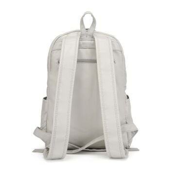 Yıkama Deri Büyük Boy Sırt Kadın Çantası 21-K Barcelona 1872 Açık Gri