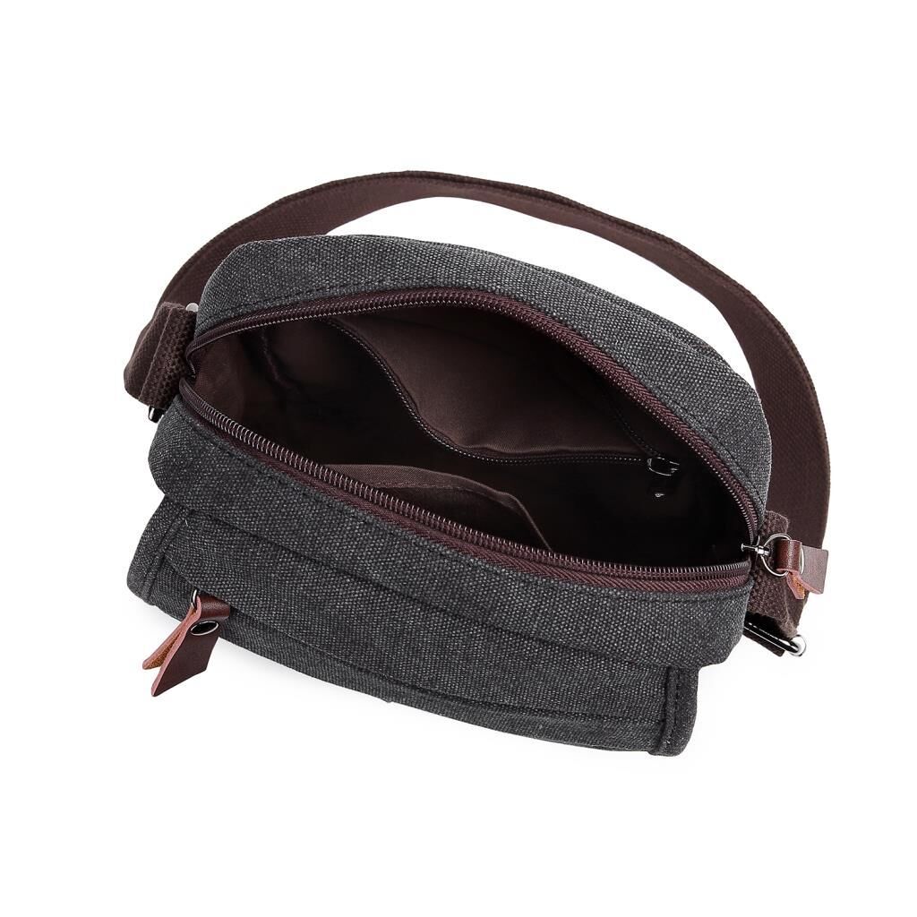 C-Active Orta Boy Askılı Postacı Çantası Kanvas Kumaş 1323 Siyah