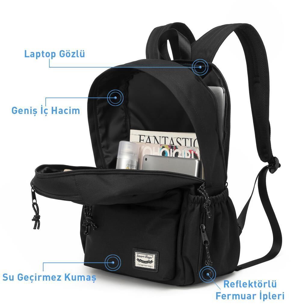 Smart Bags Sırt Çantası Okul Boyu Laptop Gözlü 3154 Petrol