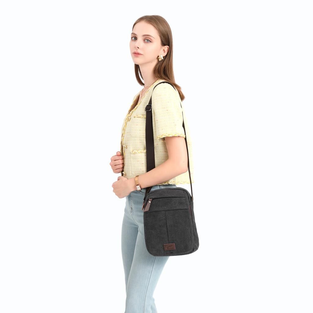 C-Active Orta Boy Askılı Postacı Çantası Kanvas Kumaş 1323 07 Açık Kahve