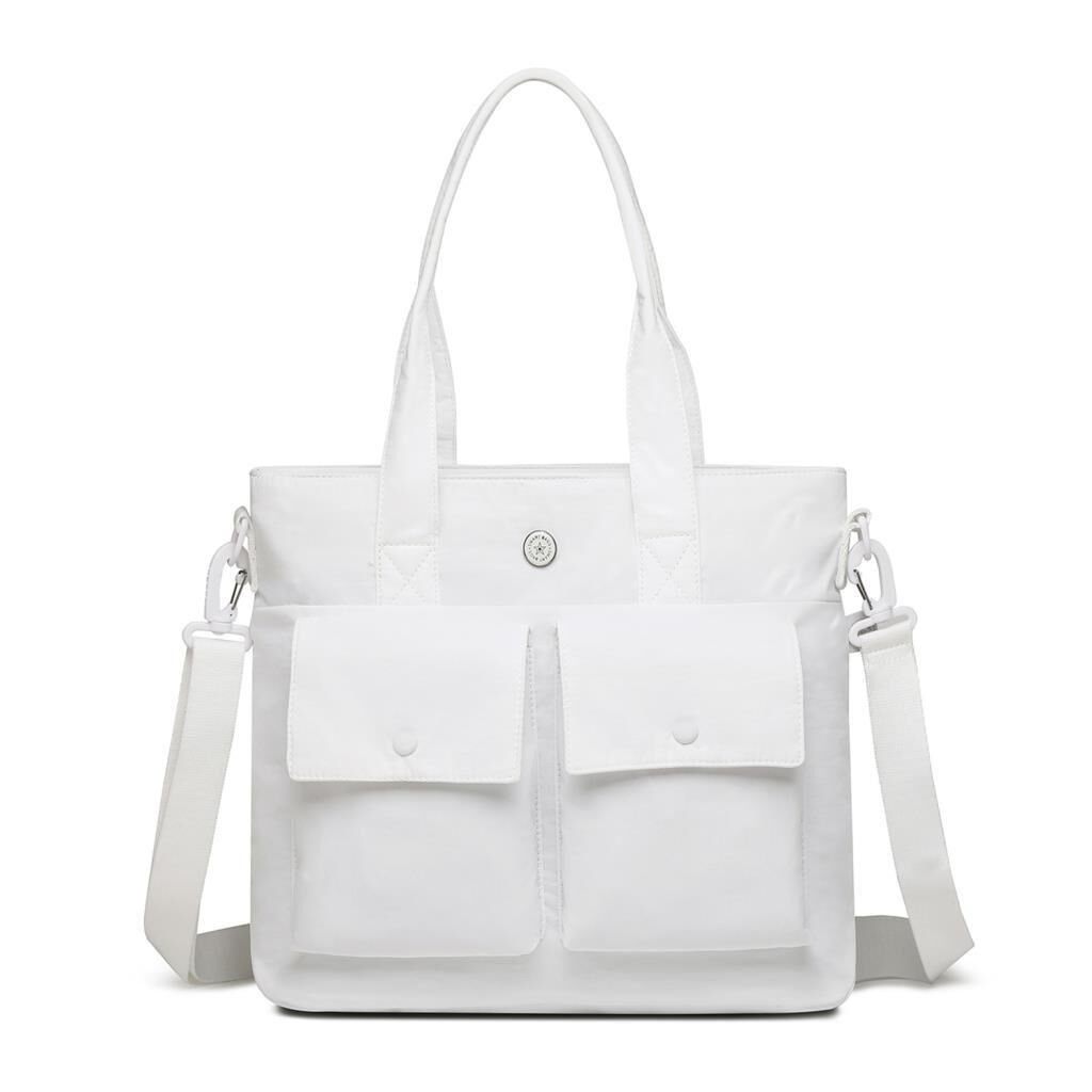 Smart Bags Mikro Poly Kumaş Büyük Boy Kadın Omuz Çantası 3345 Beyaz