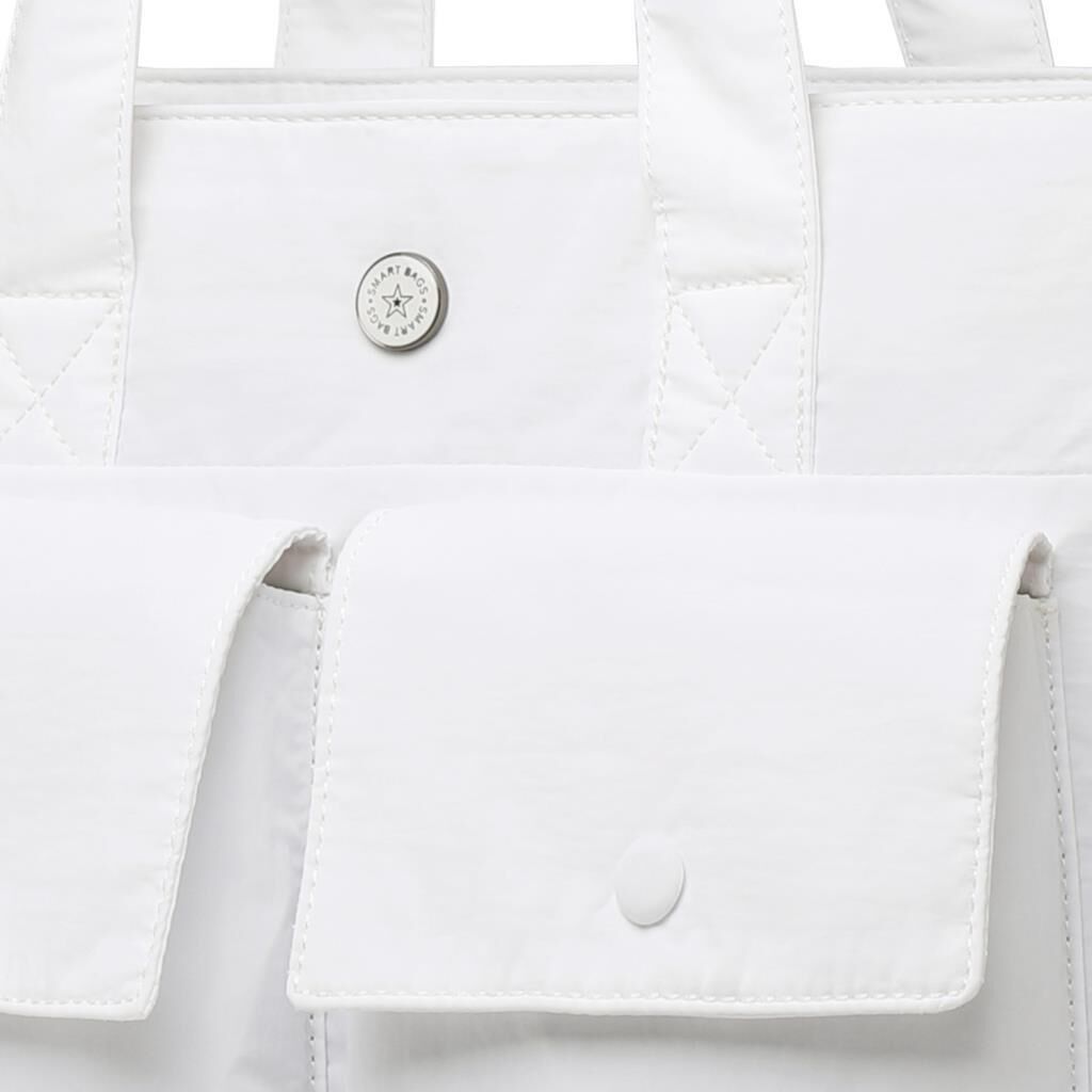 Smart Bags Mikro Poly Kumaş Büyük Boy Kadın Omuz Çantası 3345 Beyaz