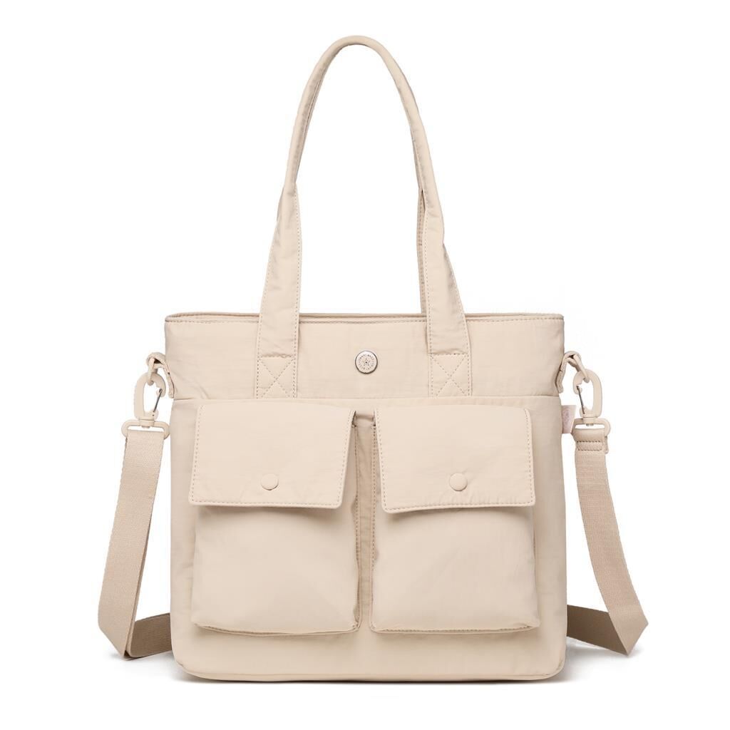 Smart Bags Mikro Poly Kumaş Büyük Boy Kadın Omuz Çantası 3345 Bej