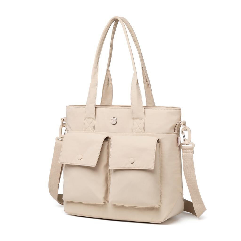 Smart Bags Mikro Poly Kumaş Büyük Boy Kadın Omuz Çantası 3345 Bej