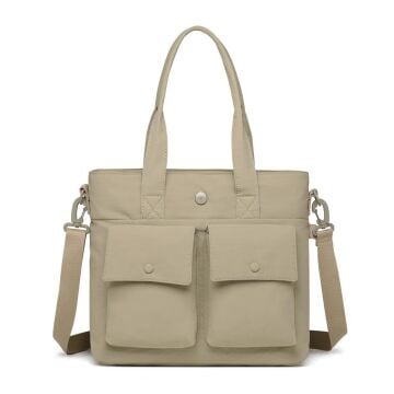 Smart Bags Mikro Poly Kumaş Büyük Boy Kadın Omuz Çantası 3345 Vizon