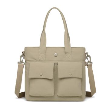 Smart Bags Mikro Poly Kumaş Büyük Boy Kadın Omuz Çantası 3345 Vizon