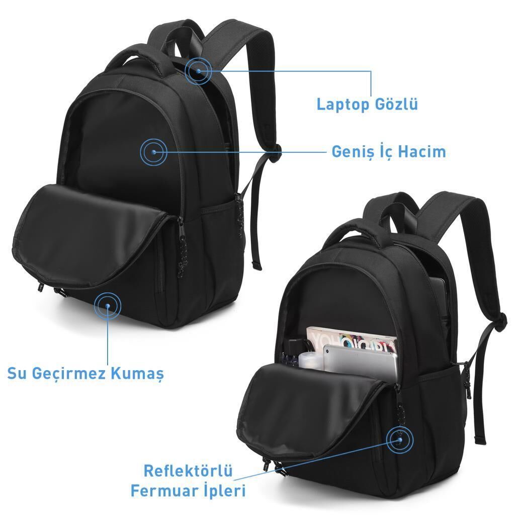 Smart Bags Sırt Çantası Okul Boyu Laptop Gözlü 3159 Petrol