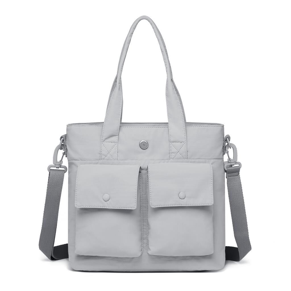 Smart Bags Mikro Poly Kumaş Büyük Boy Kadın Omuz Çantası 3345 Gri