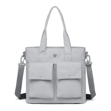 Smart Bags Mikro Poly Kumaş Büyük Boy Kadın Omuz Çantası 3345 Gri