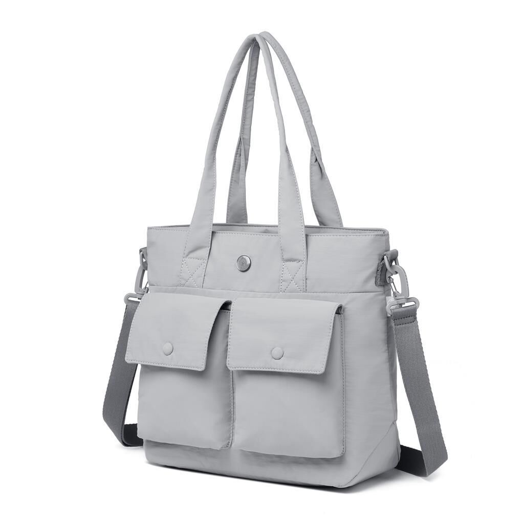 Smart Bags Mikro Poly Kumaş Büyük Boy Kadın Omuz Çantası 3345 Gri