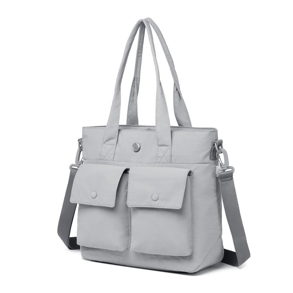 Smart Bags Mikro Poly Kumaş Büyük Boy Kadın Omuz Çantası 3345 Gri