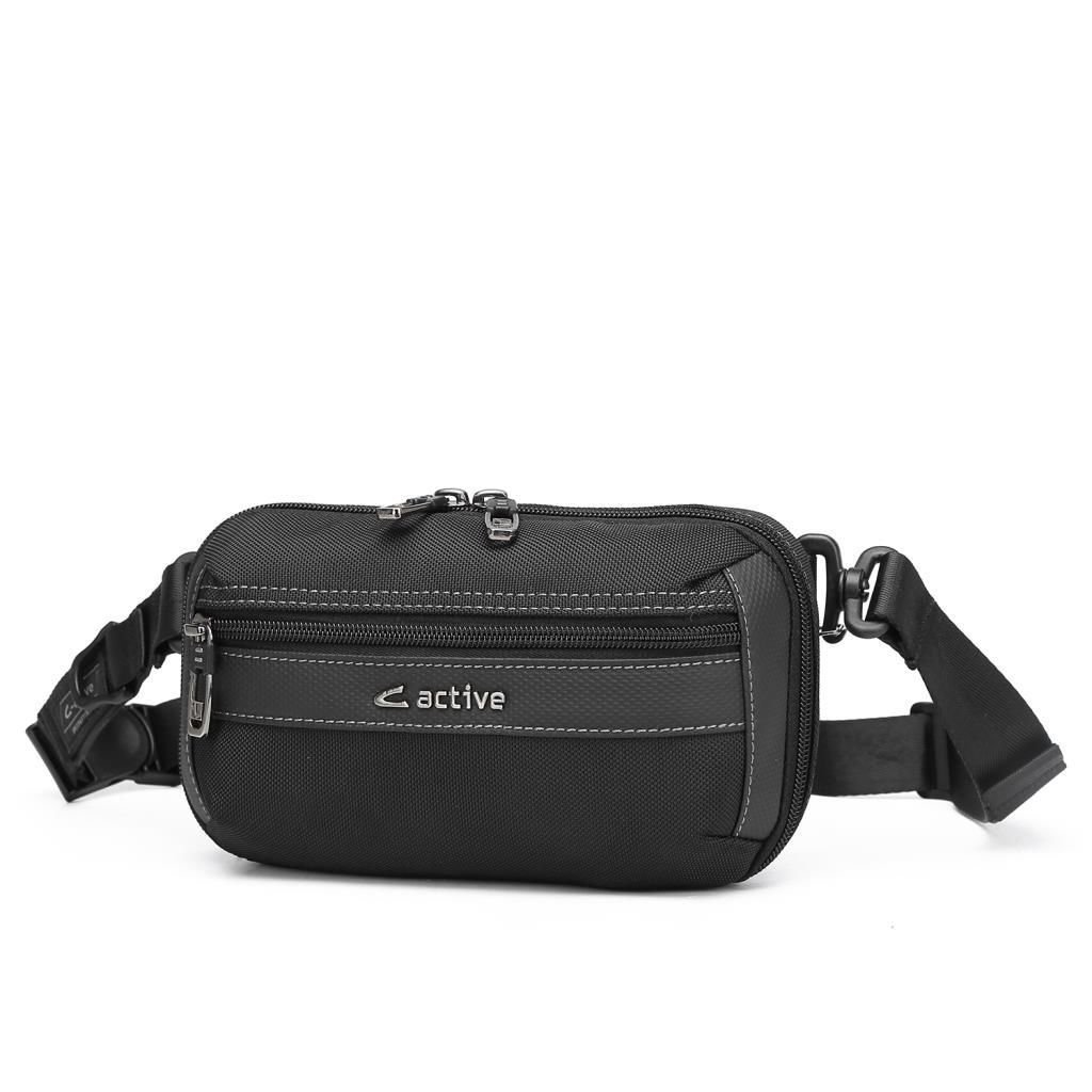 C-Active Erkek Askılı Bodybag Bel Çantası Oxford Kumaş 8739 Siyah