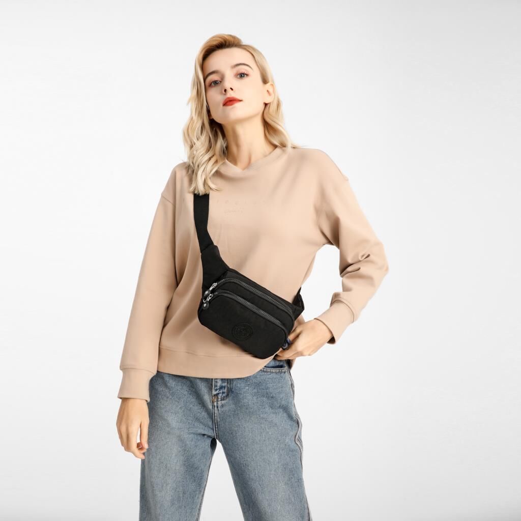 Smart Bags Bodybag Unisex Bel Çantası Krinkıl Kumaş 1154 Siyah