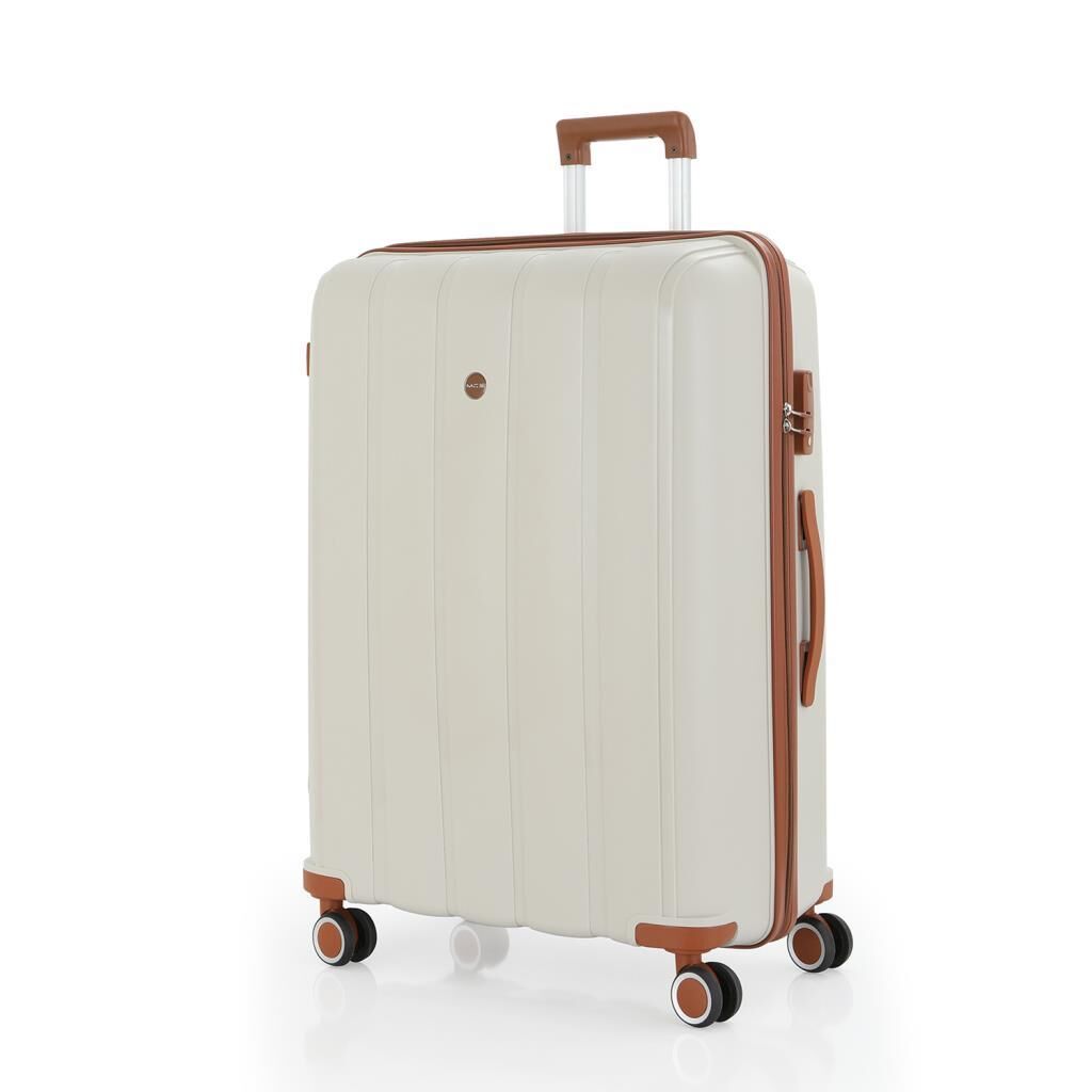 MÇS Büyük Boy Kırılmaz Silikon Seyahat Valizi Bavulu V305 Kemik/Kahverengi