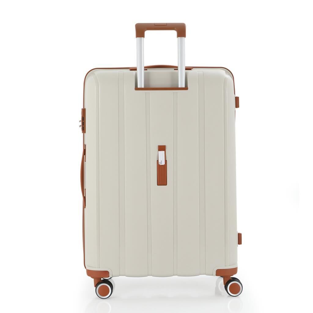 MÇS Büyük Boy Kırılmaz Silikon Seyahat Valizi Bavulu V305 Kemik/Kahverengi