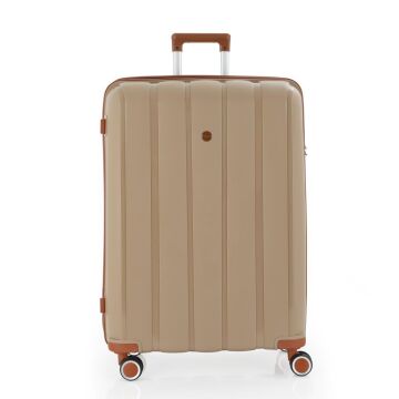 MÇS Büyük Boy Kırılmaz Silikon Seyahat Valizi Bavulu V305 Şampanya/Kahve