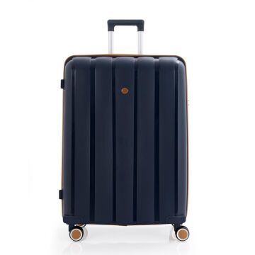 Mçs Valiz Büyük Boy Kırılmaz PP Silikon V305 Lacivert/Hardal