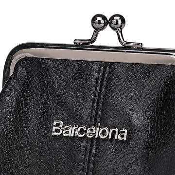 Yıkama Deri Burslu Kadın Mini Kese Bozukluk 21-K Barcelona 1907 01 Siyah