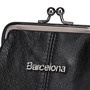 Yıkama Deri Burslu Kadın Mini Kese Bozukluk 21-K Barcelona 1907 01 Siyah