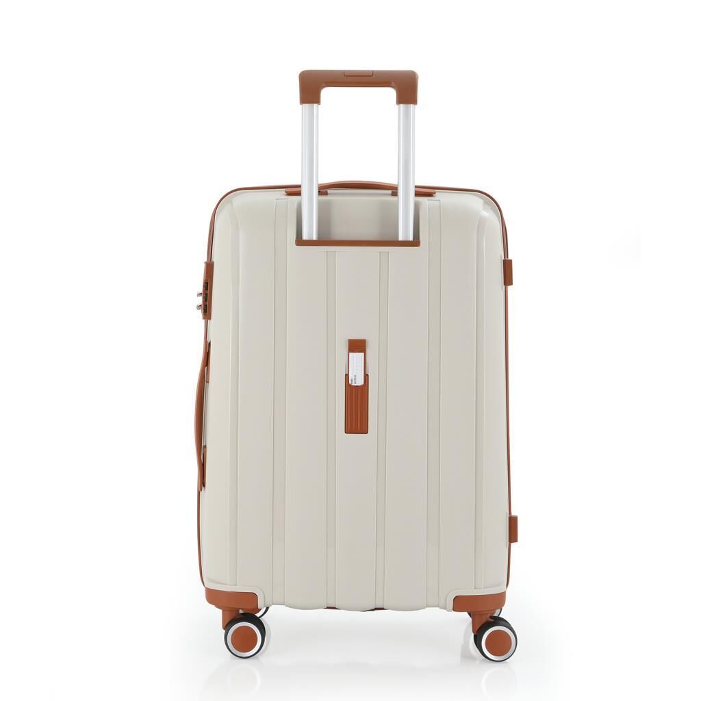 MÇS Orta Boy Kırılmaz Silikon Seyahat Valizi Bavulu V305 Kemik/Kahverengi