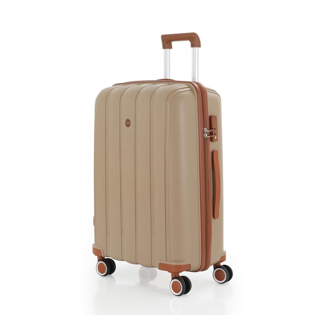 MÇS Orta Boy Kırılmaz Silikon Seyahat Valizi Bavulu V305 Şampanya/Kahve