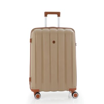 MÇS Orta Boy Kırılmaz Silikon Seyahat Valizi Bavulu V305 Şampanya/Kahve
