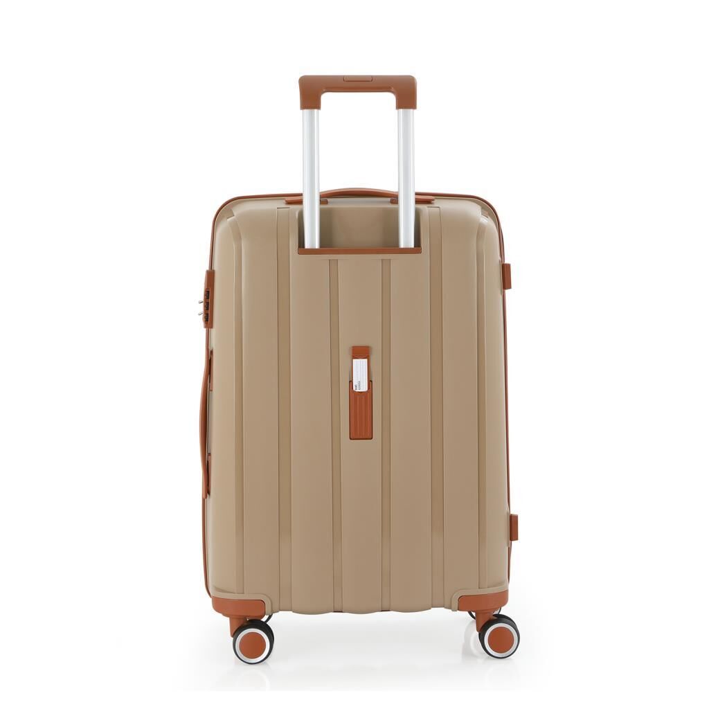 MÇS Orta Boy Kırılmaz Silikon Seyahat Valizi Bavulu V305 Şampanya/Kahve