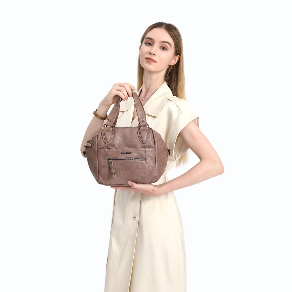 Yıkama Deri Askılı Kadın El Çantası 21-K Barcelona 1905