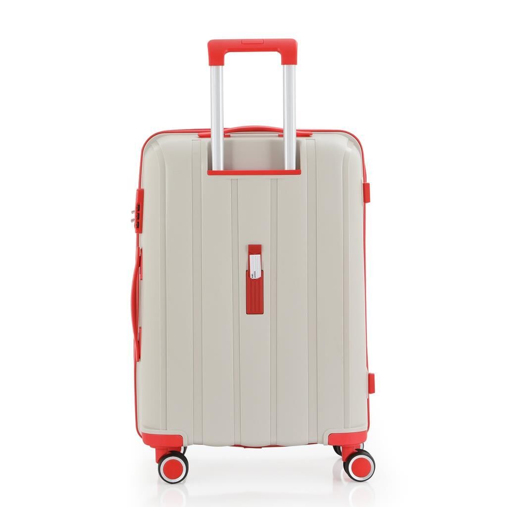 MÇS Orta Boy Kırılmaz Silikon Seyahat Valizi Bavulu V305 Kemik/Mercan