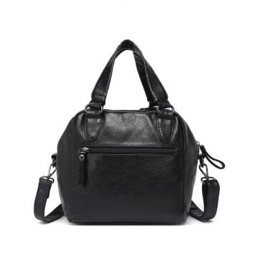 Yıkama Deri Askılı Kadın El Çantası 21-K Barcelona 1905 01 Siyah