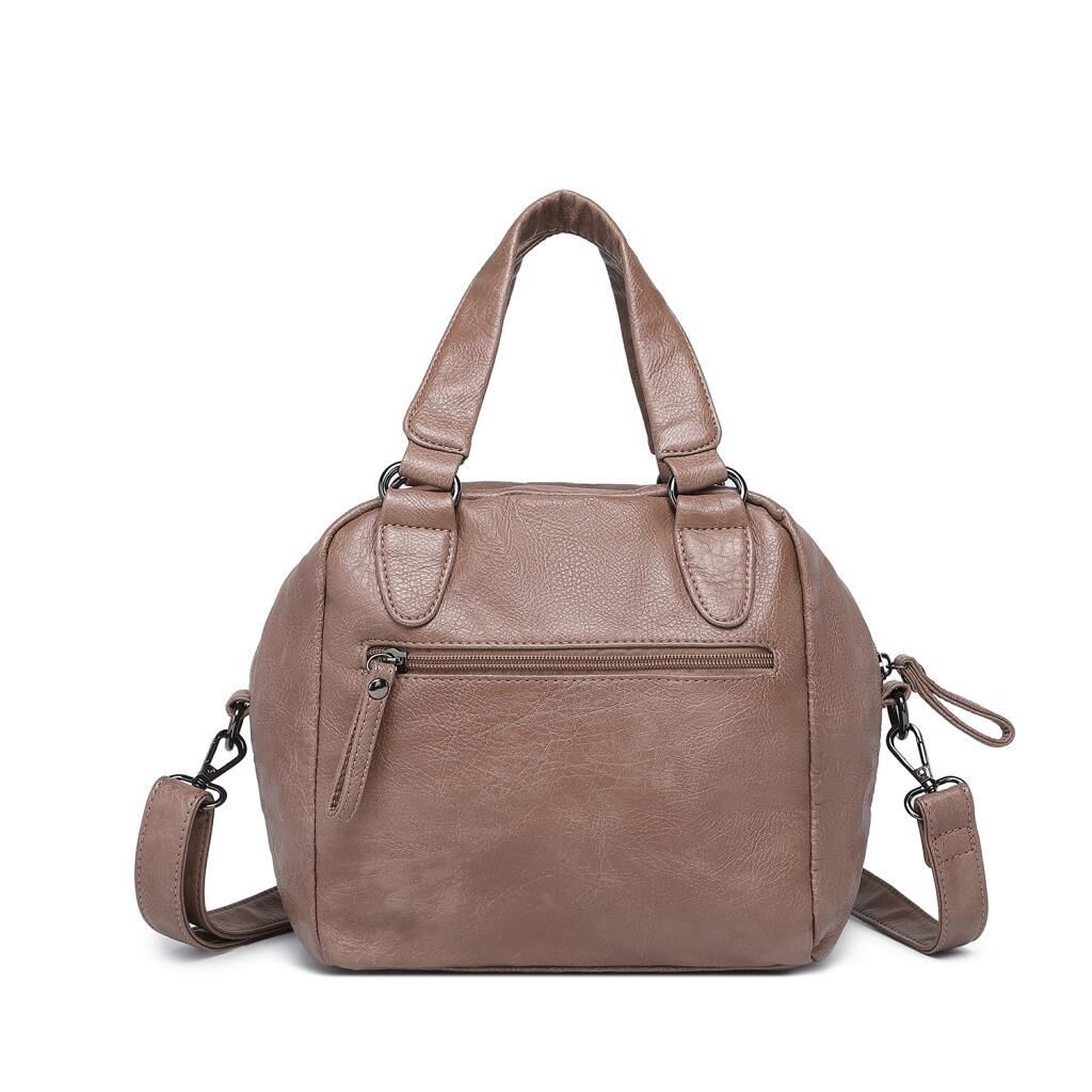 Yıkama Deri Askılı Kadın El Çantası 21-K Barcelona 1905 15 Vizon