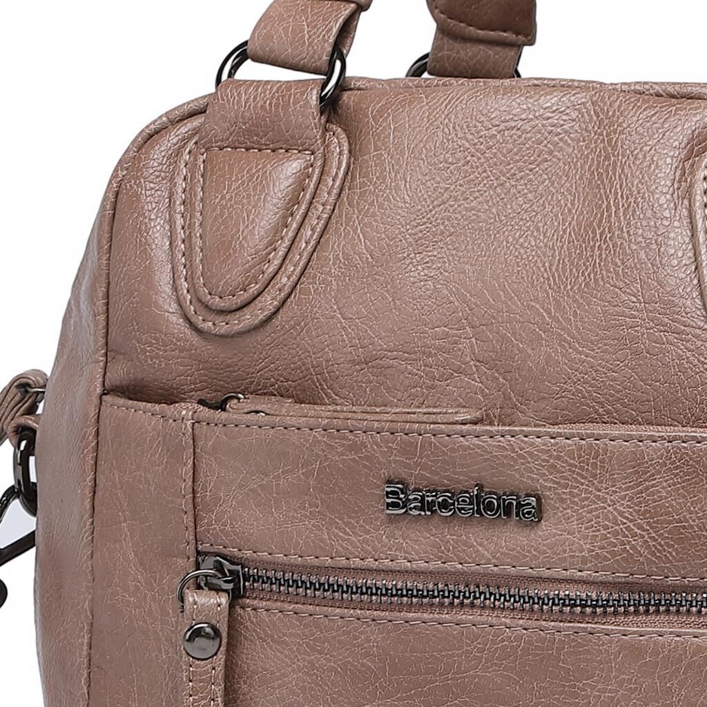 Yıkama Deri Askılı Kadın El Çantası 21-K Barcelona 1905 15 Vizon