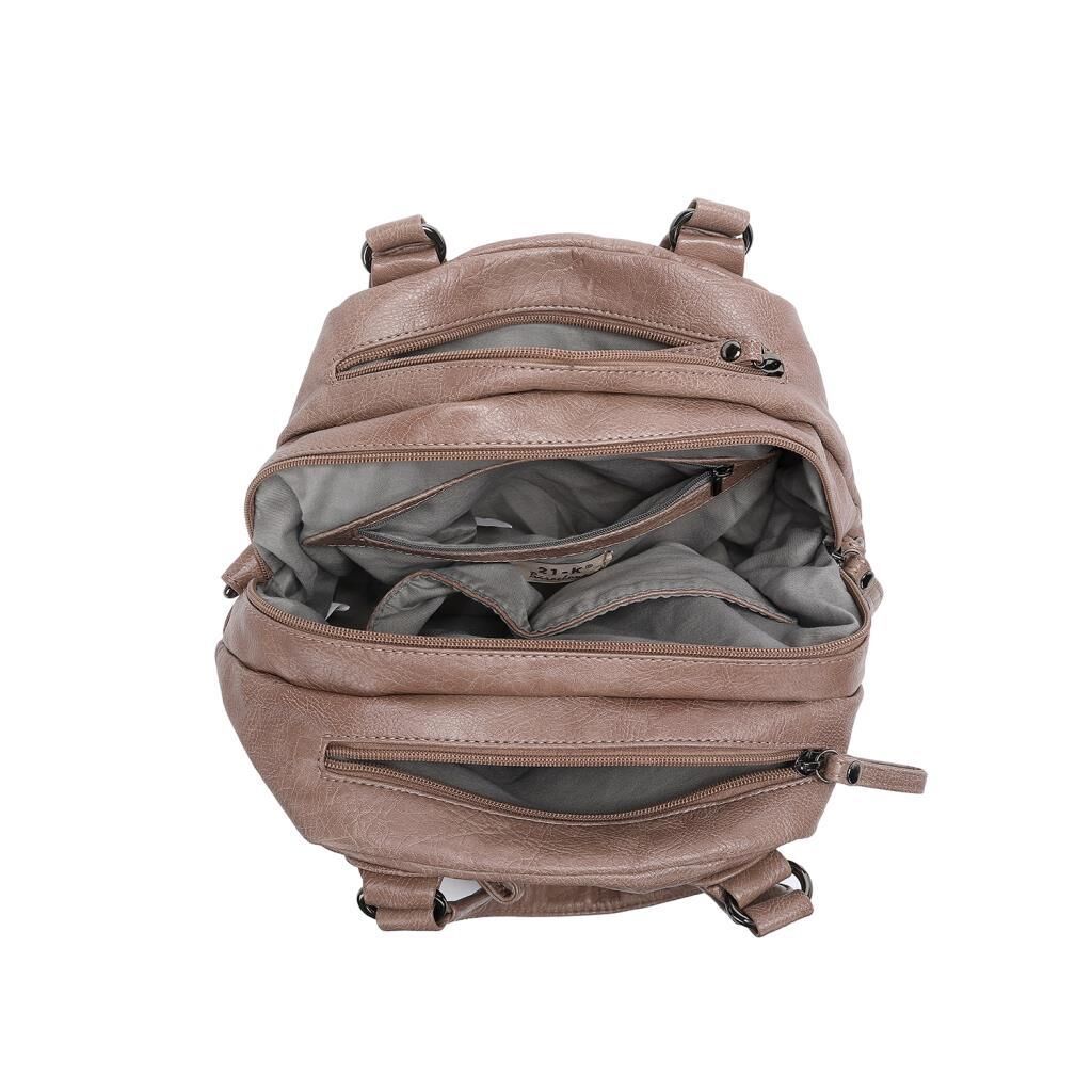 Yıkama Deri Askılı Kadın El Çantası 21-K Barcelona 1905 15 Vizon