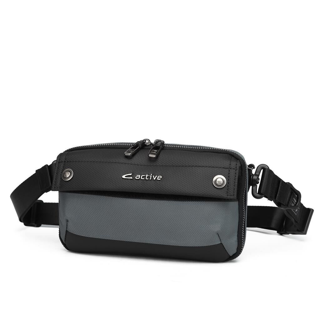 C-Active Erkek Askılı Bodybag Bel Çantası Oxford Kumaş 8738 Gri