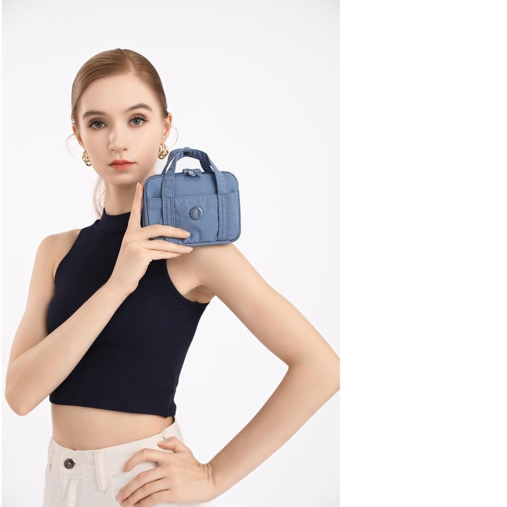 Smart Bags Mikro Poly Kumaş Askılı Mini Boy Kadın Cüzdanı 3346 Mavi