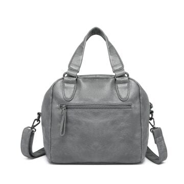 Yıkama Deri Askılı Kadın El Çantası 21-K Barcelona 1905 Gri