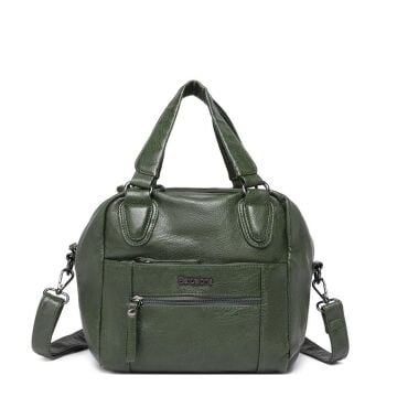 Yıkama Deri Askılı Kadın El Çantası 21-K Barcelona 1905 K.Yeşil
