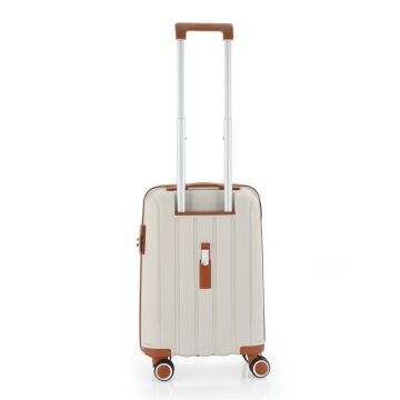 Mçs Valiz Kabin Boy Kırılmaz PP Silikon V305 Kemik/Kahverengi