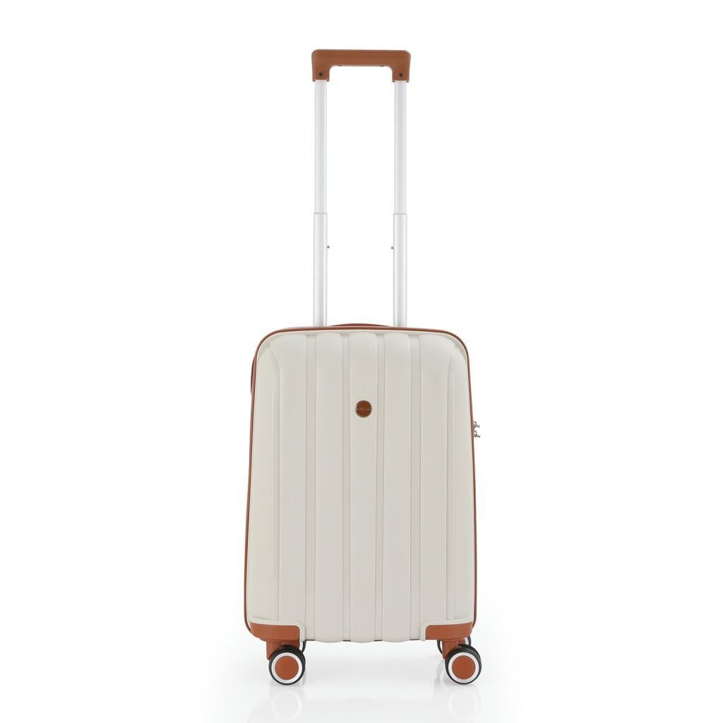 MÇS Kabin Boy Kırılmaz Silikon Seyahat Valizi Bavulu V305 Kemik/Kahverengi